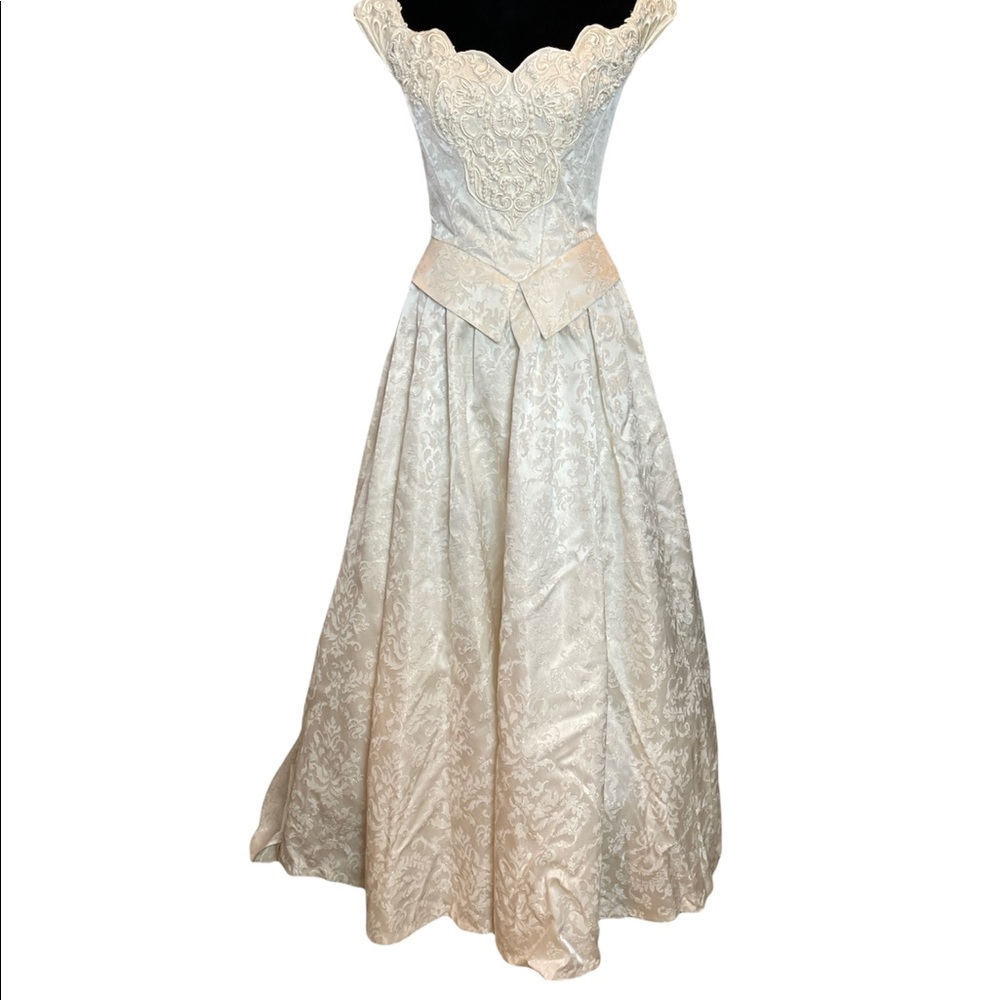 Jessica Mcclintock Gold Lace and Cream Tulle Dress | Color Cream/Gold| High-Low
